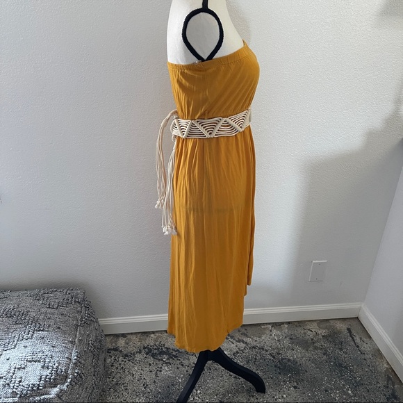 Pink Rose Mustard Color Strapless Hi-Lo Dress - Picture 3 of 9